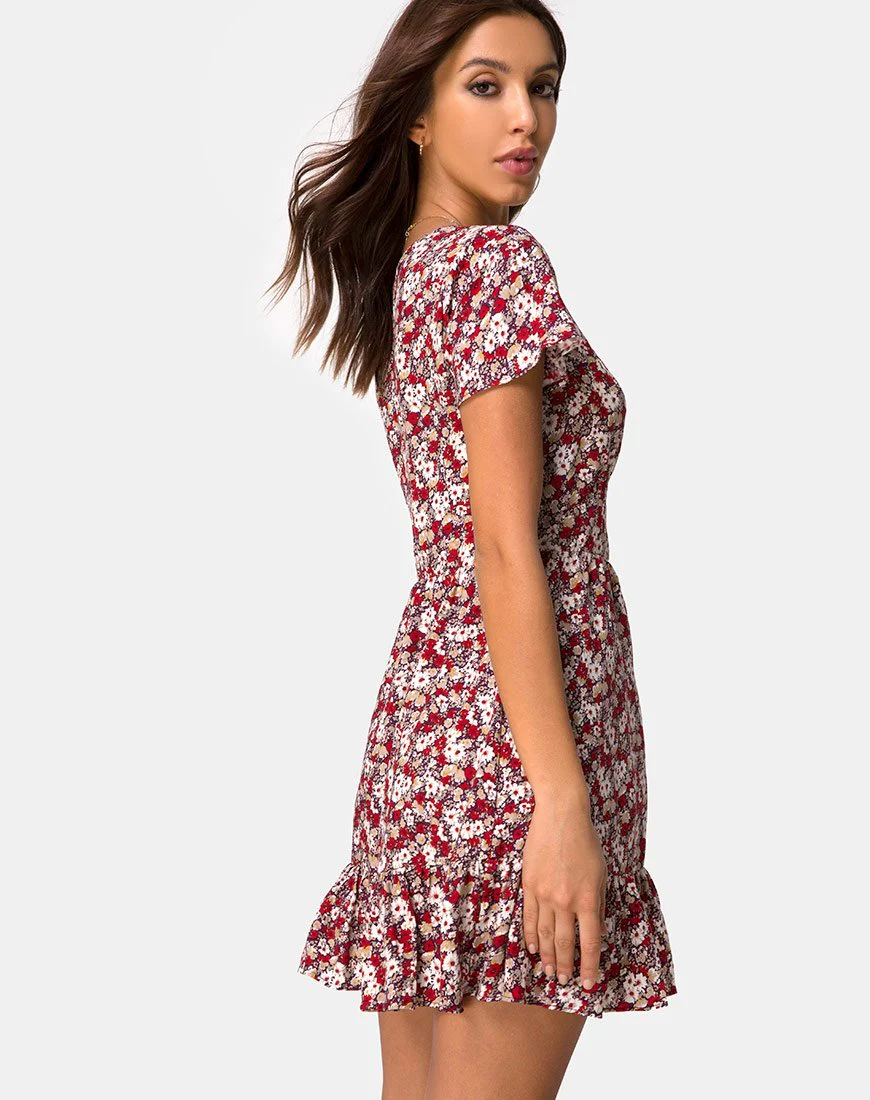 Laily Skater Dress in Floral Charm Red - Image 2