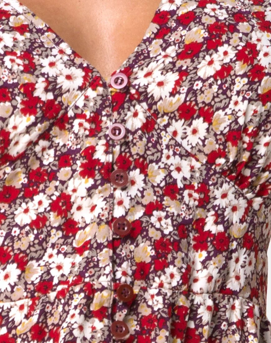 Laily Skater Dress in Floral Charm Red - Image 5