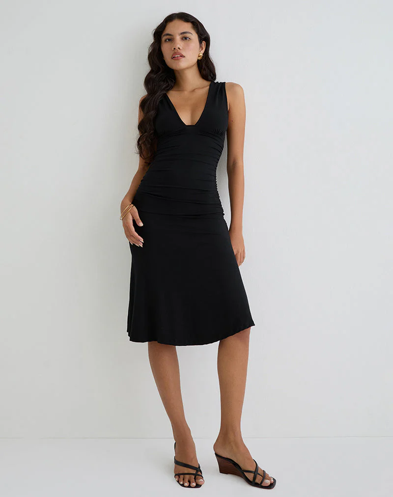 Laluma Midi Dress in Black - Image 3