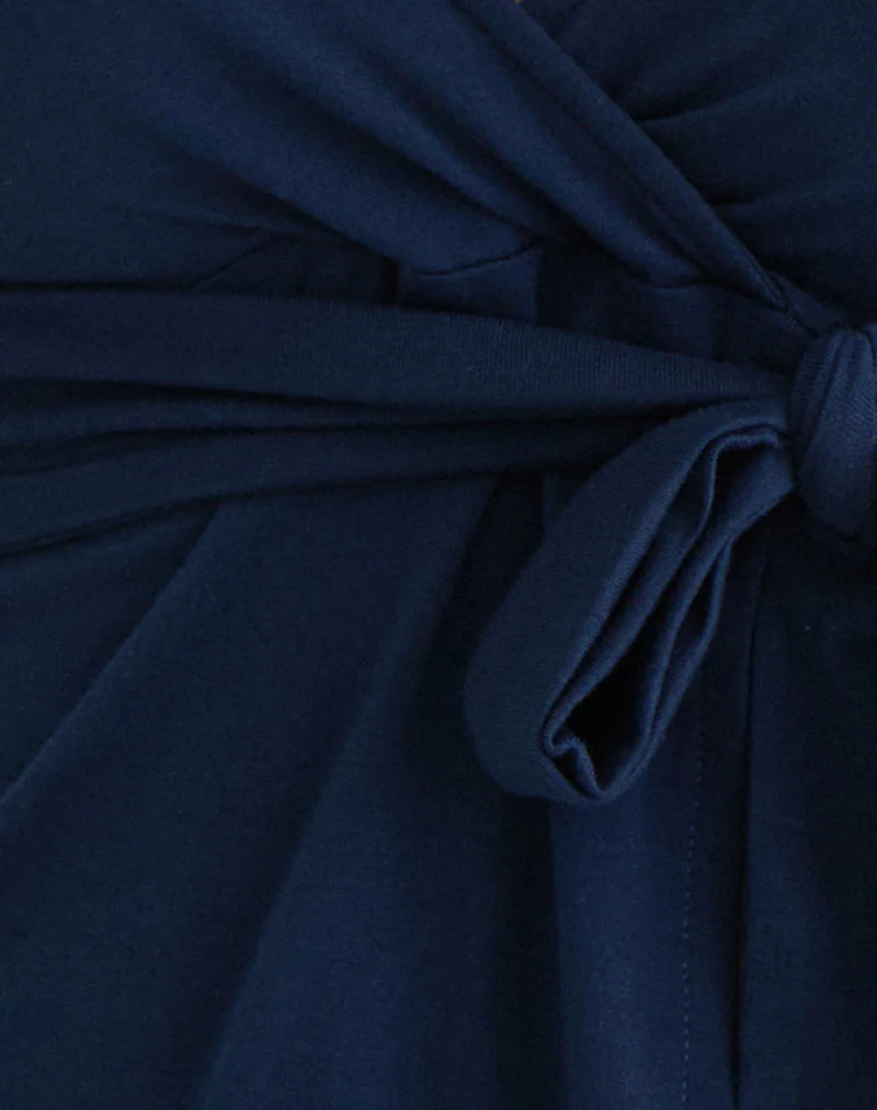 Lamae Wrap Top in Navy - Image 5