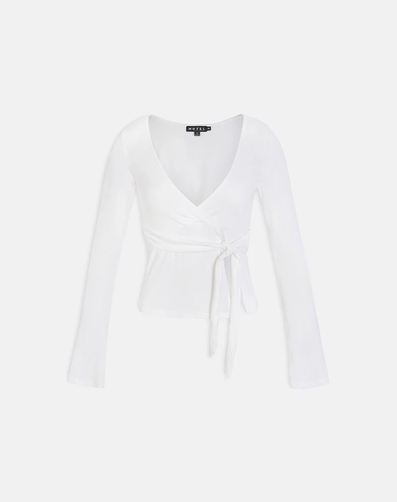 Lamae Wrap Top in Off White - Image 4