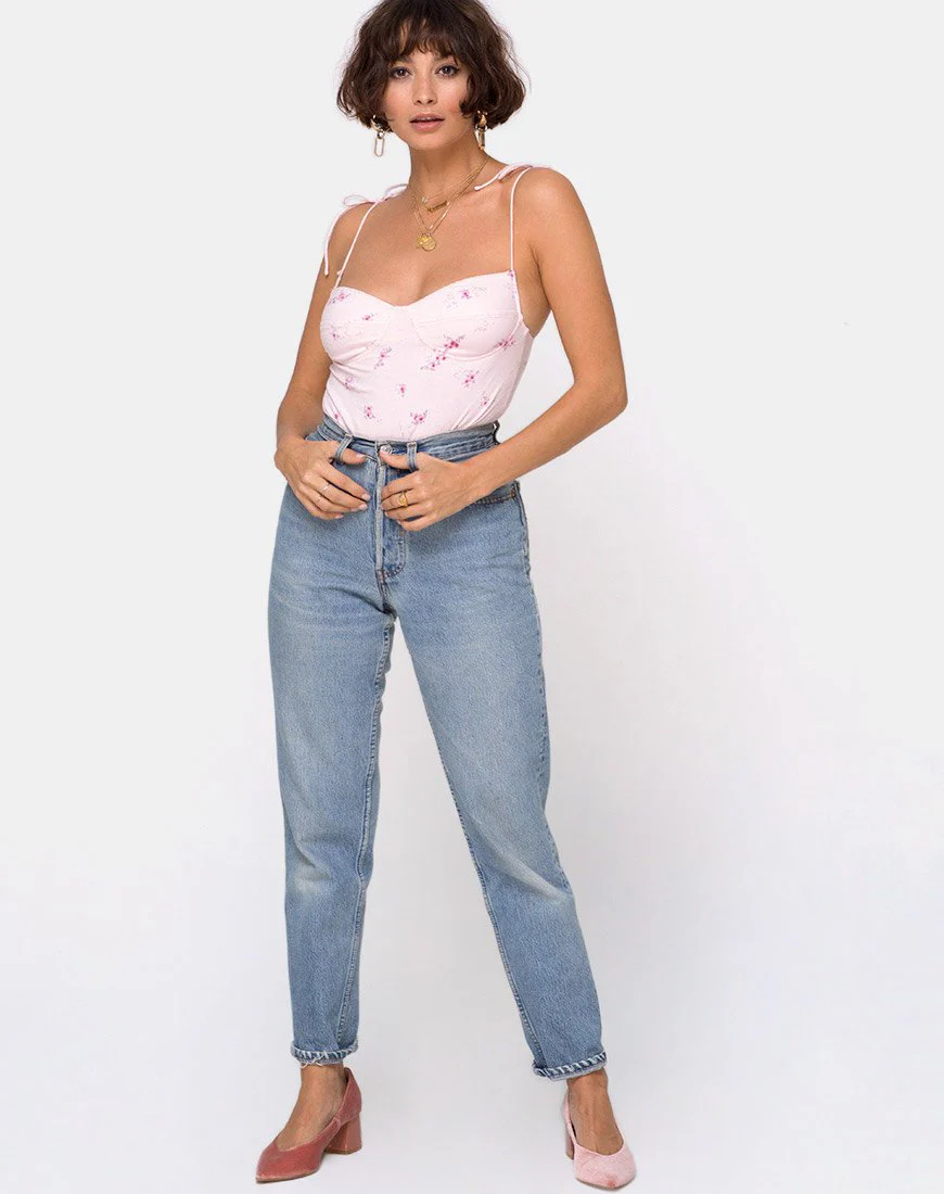 Lancheti Bodice in Forget Me Not Floral Pink - Image 3