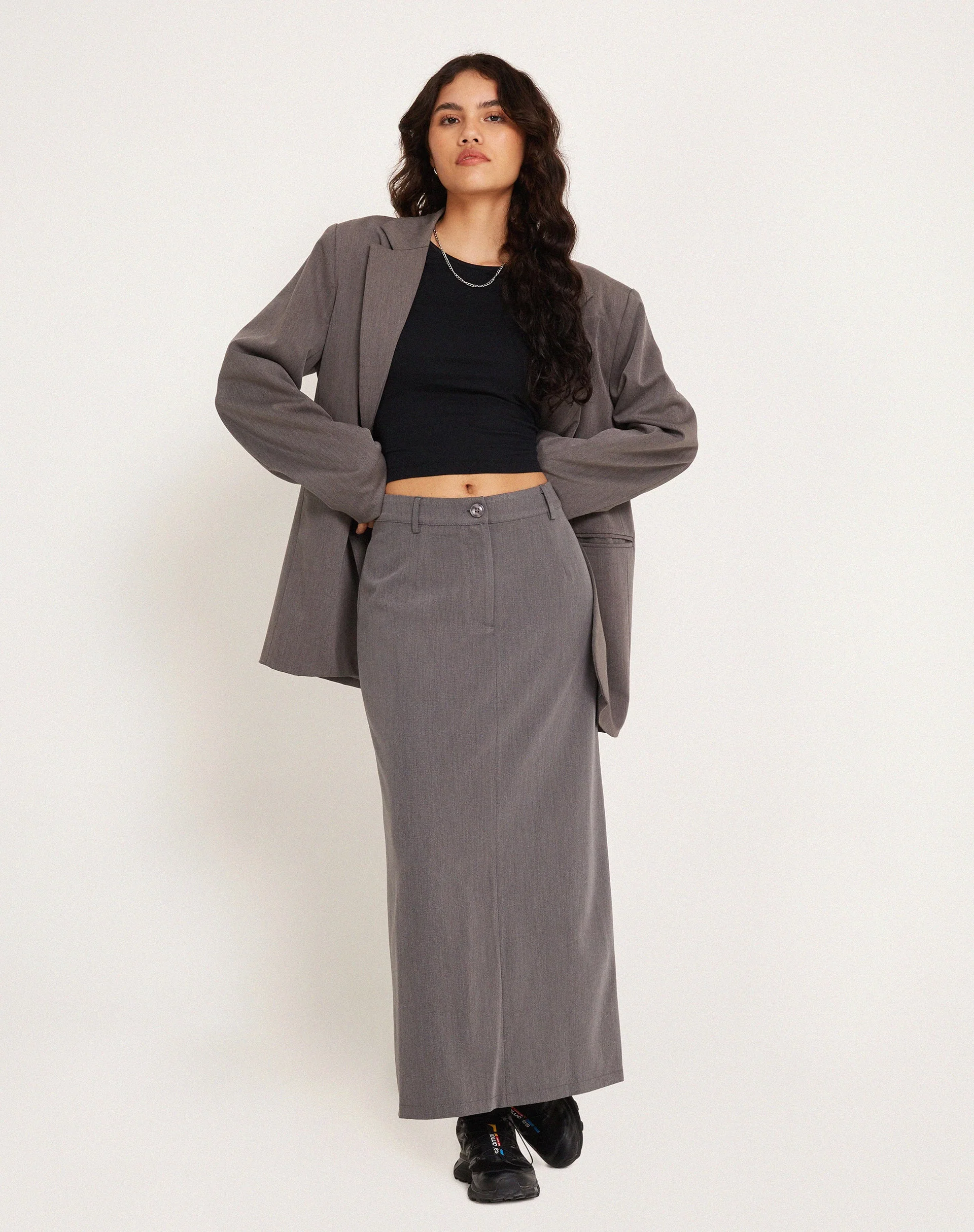 Lanula Midi Skirt in Tailoring Charcoal - Image 2