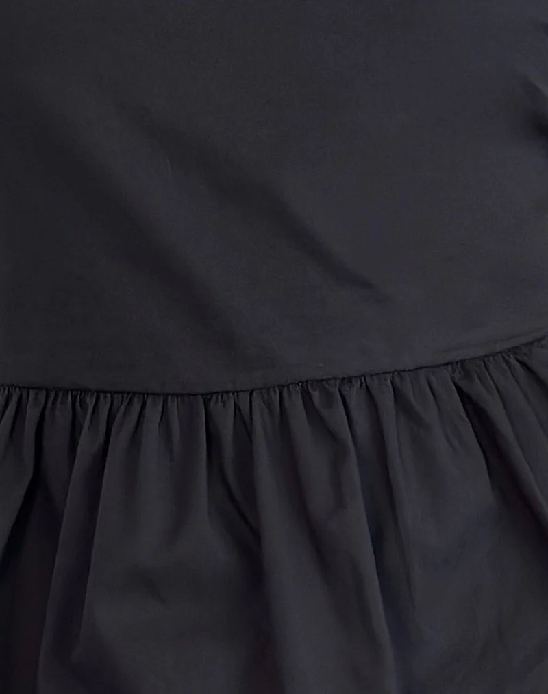 Lanzo Tie Back Top in Poplin Black - Image 6