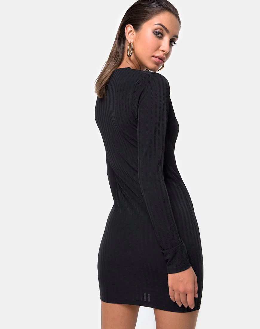 Laoda Bodycon Dress in Black - Image 2