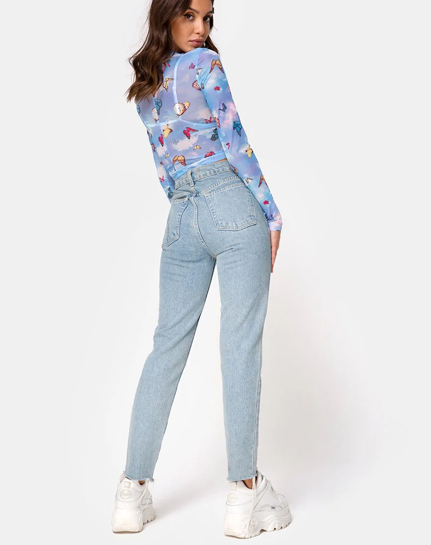 Lara Top in Mesh Blue Butterfly - Image 4