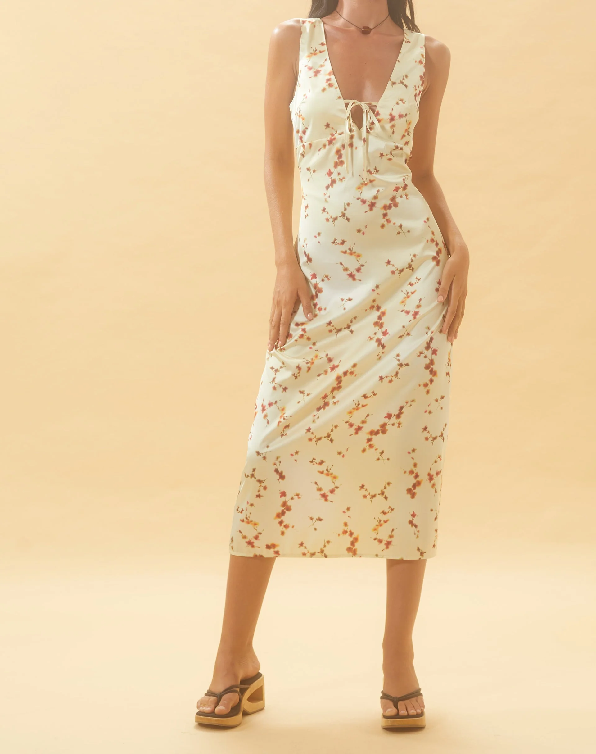 Lasanda Maxi Satin Dress in Bohemian Floral Yellow - Image 5