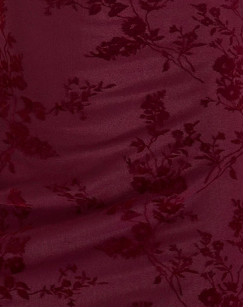Lashka Mini Dress in Botanical Flower Maroon - Image 6
