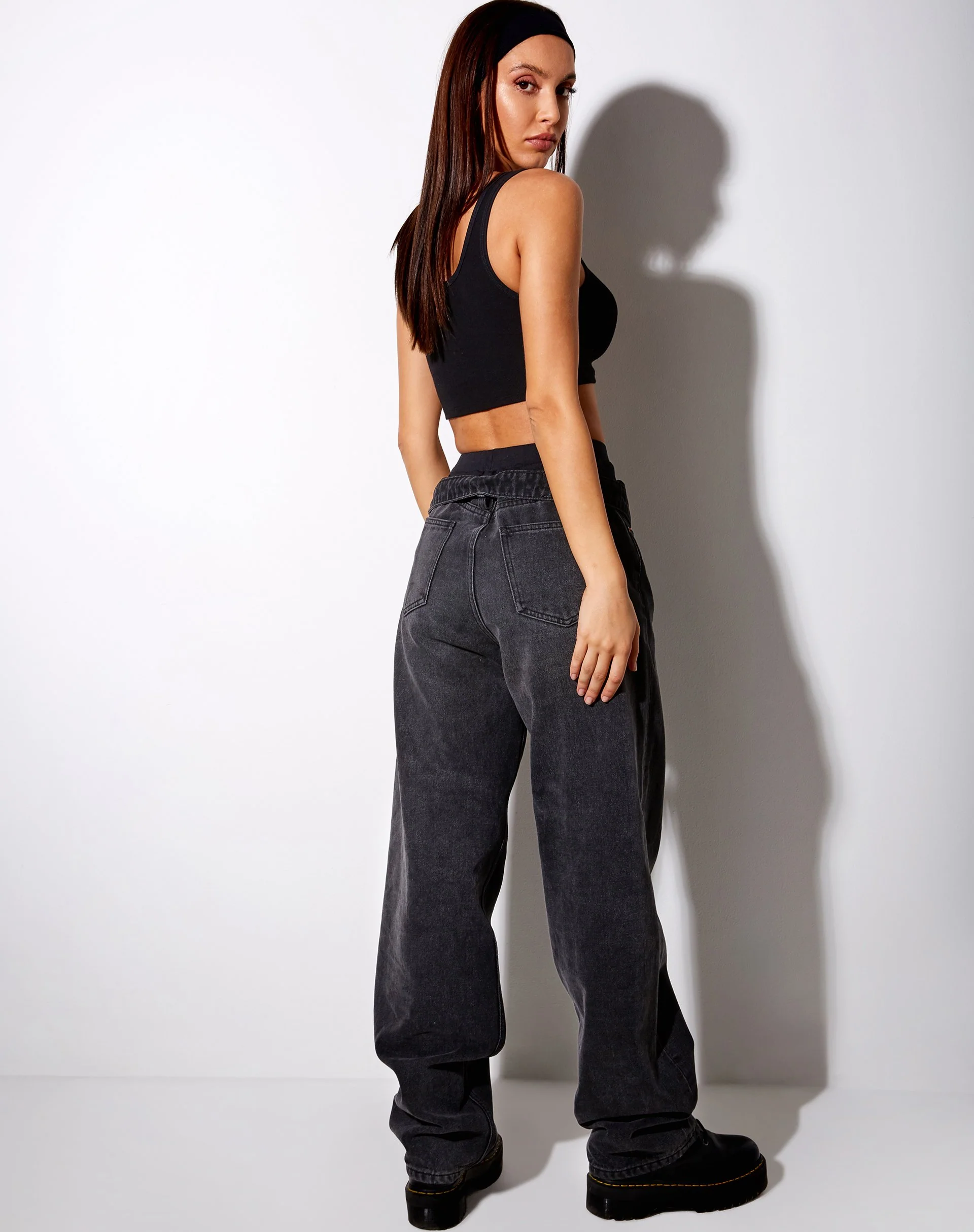 Lathi Crop Top in Rib Black "Lover" Embro - Image 5
