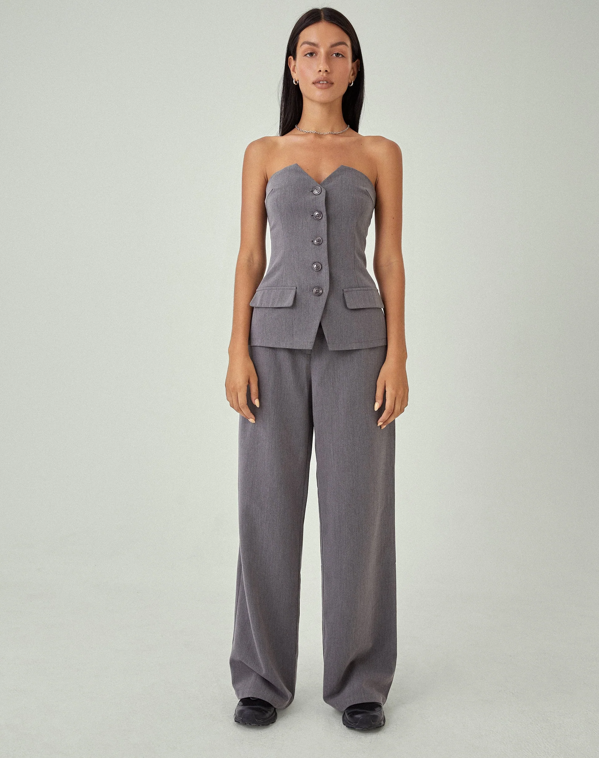 MOTEL X JACQUIE Lavan Corset Top in Charcoal - Image 6