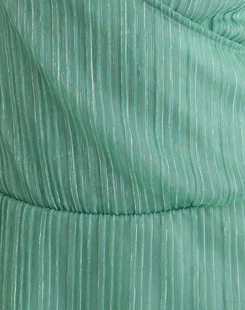 Layu Plunge Wrap Top in Plisse Turquoise - Image 6