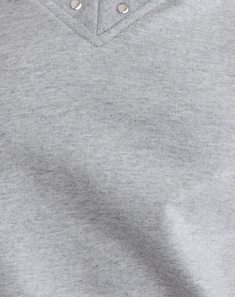 Lazuly Slim Sweatshirt in Grey Marl with Studs - Image 6