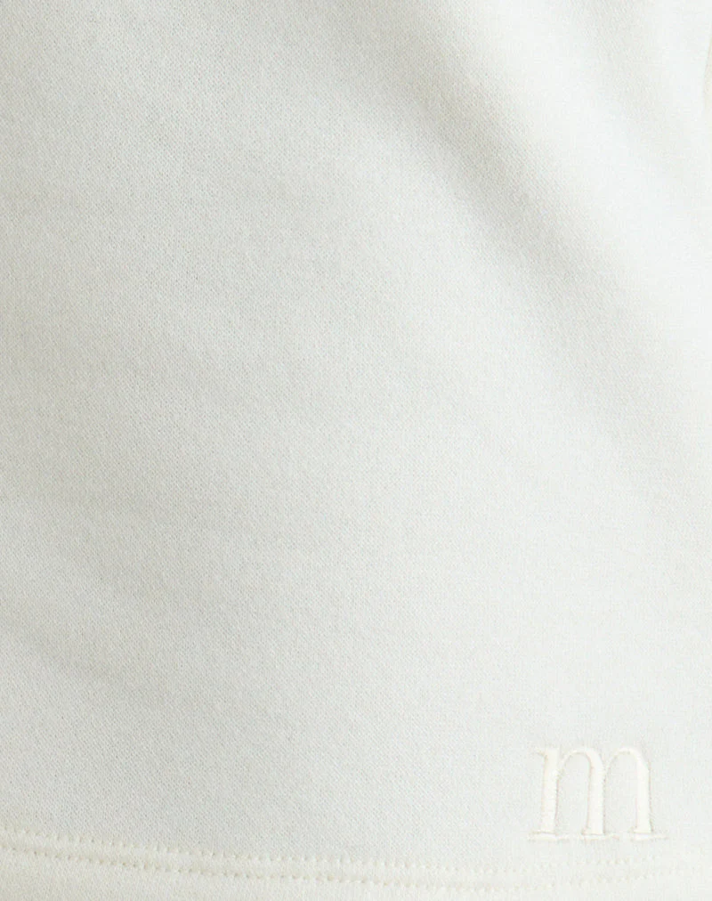Lecent Short in Winter White with Tonal M Embroidery - Image 6