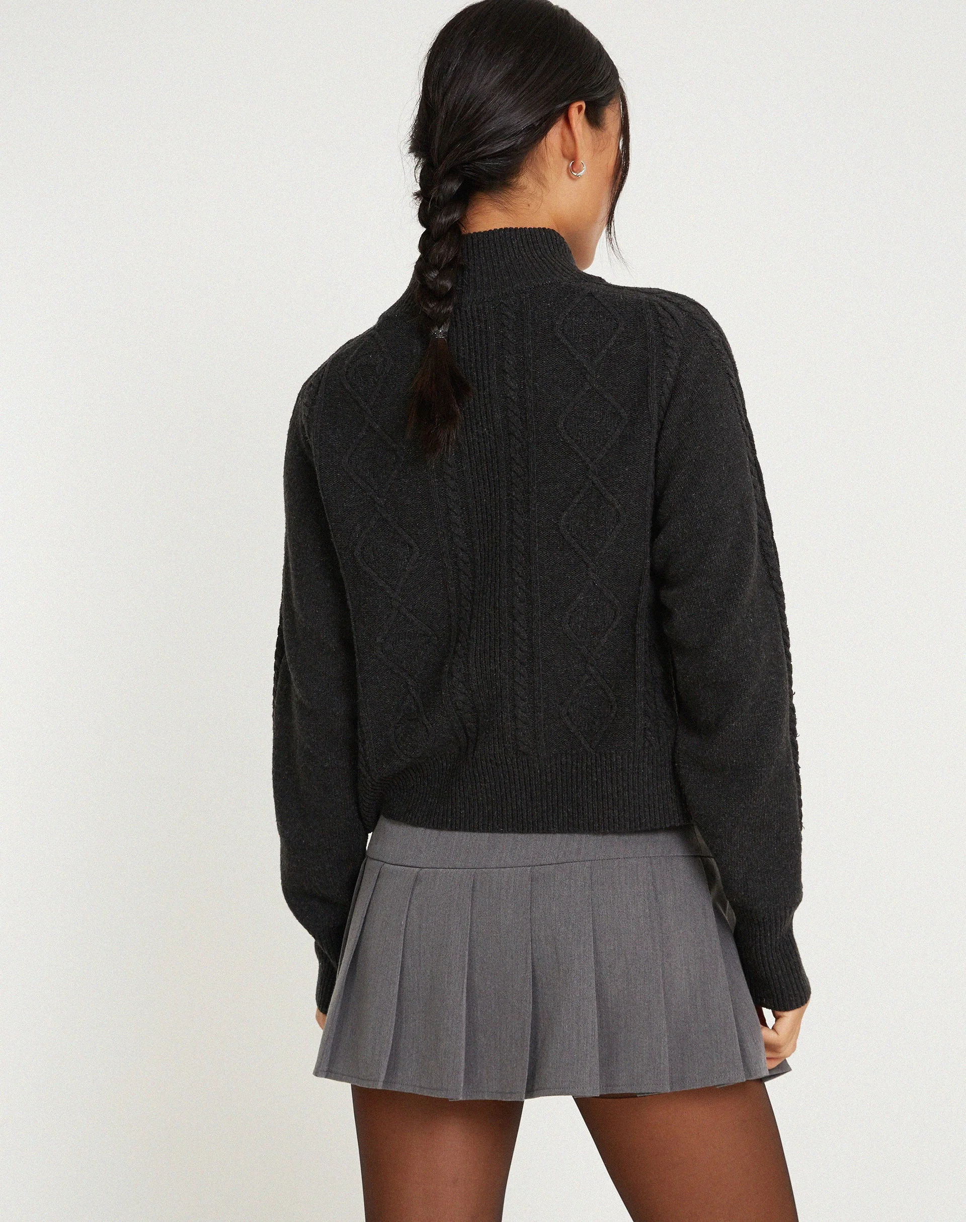 Lemila Cable Knit Jacket in Dark Shadow - Image 4