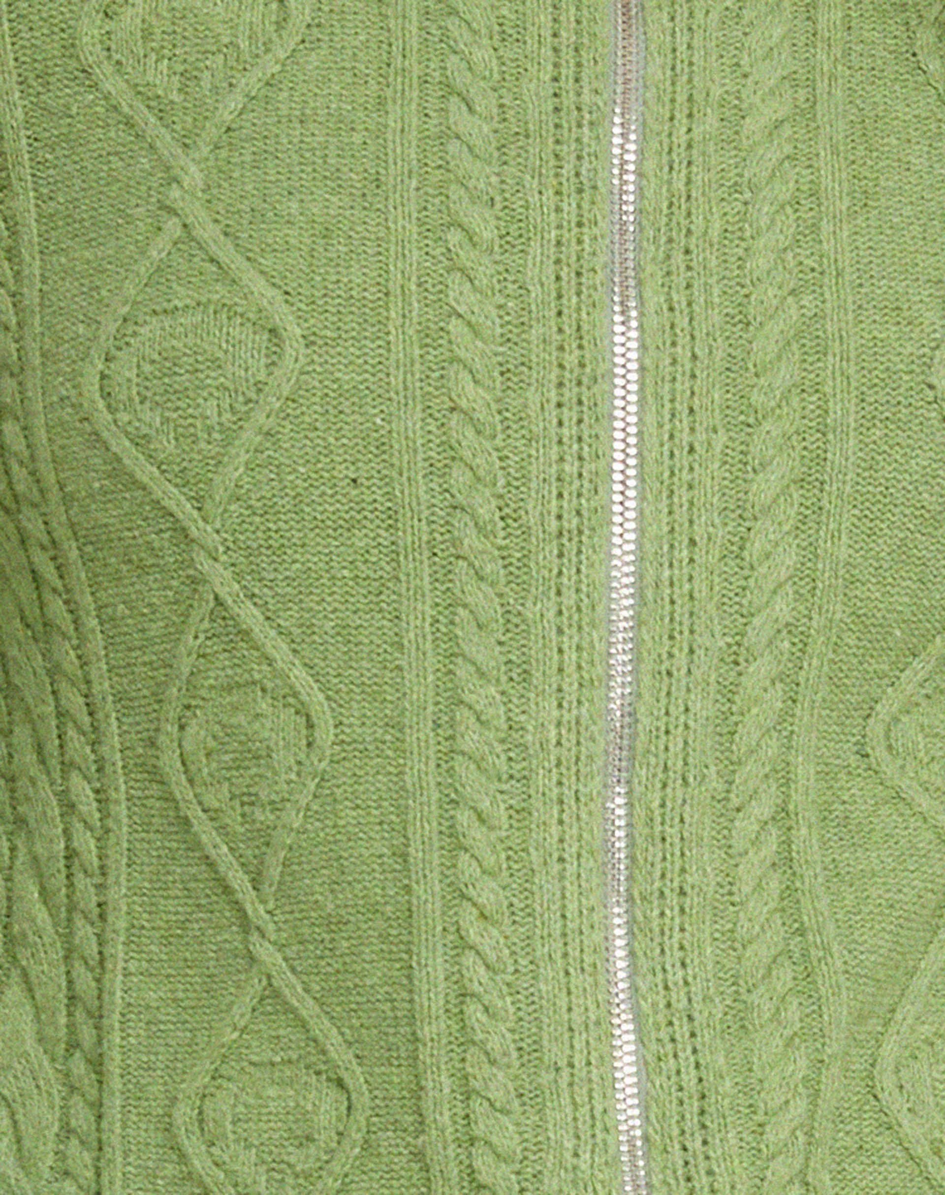 Lemila Knitted Zip Up Jacket in Moss Green - Image 7