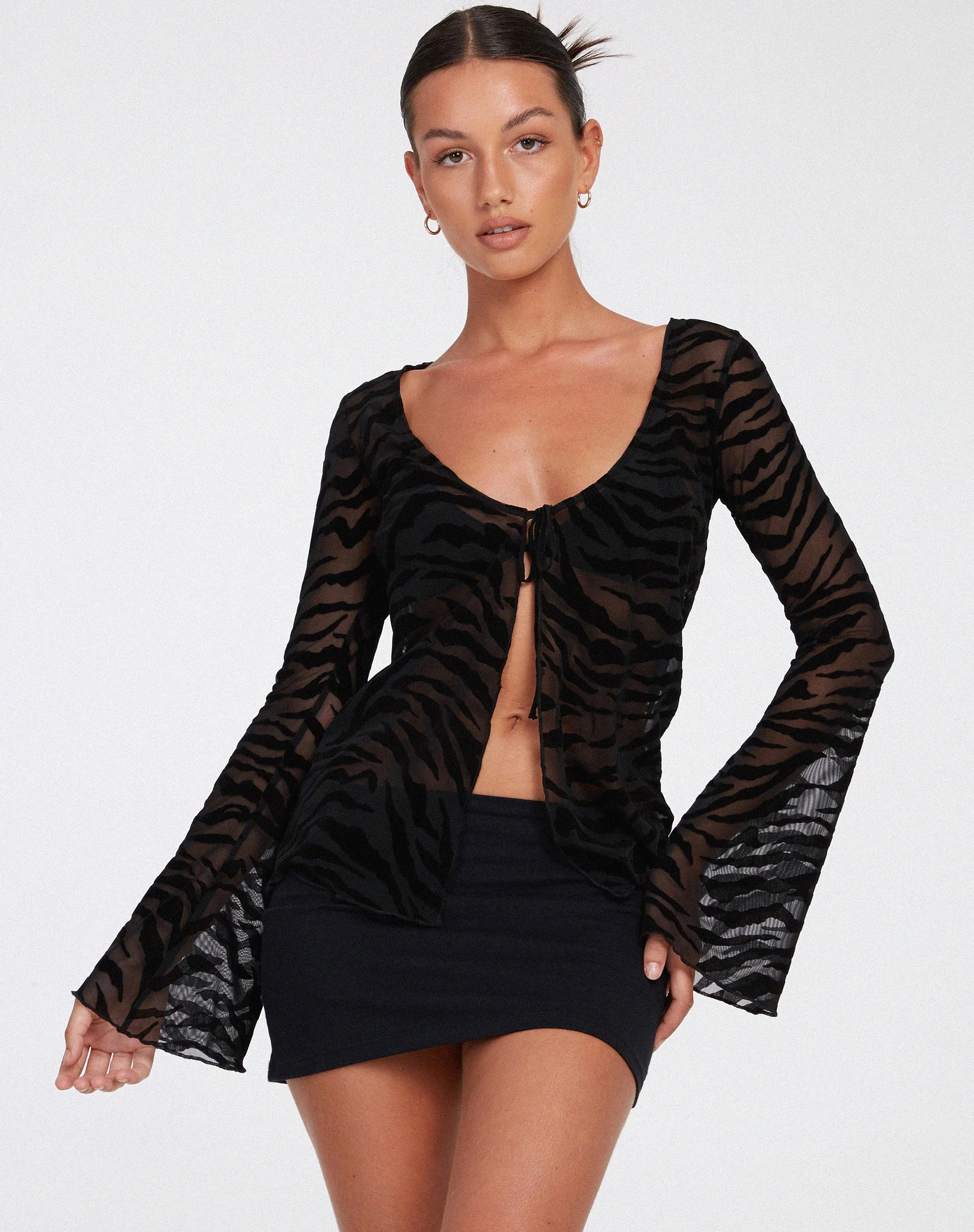 Leony Cardi in Zebra Flock Black - Image 3