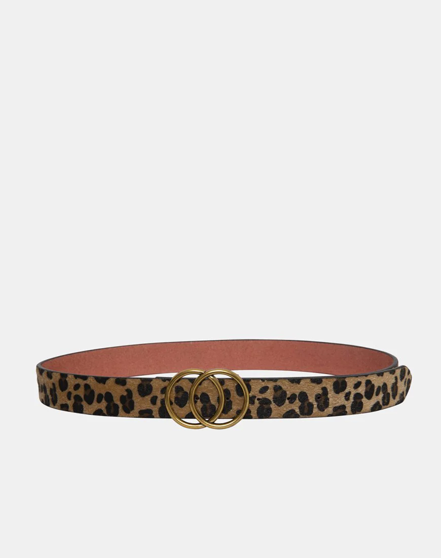 Leopard Leather Belt with Round Buckle - Image 4