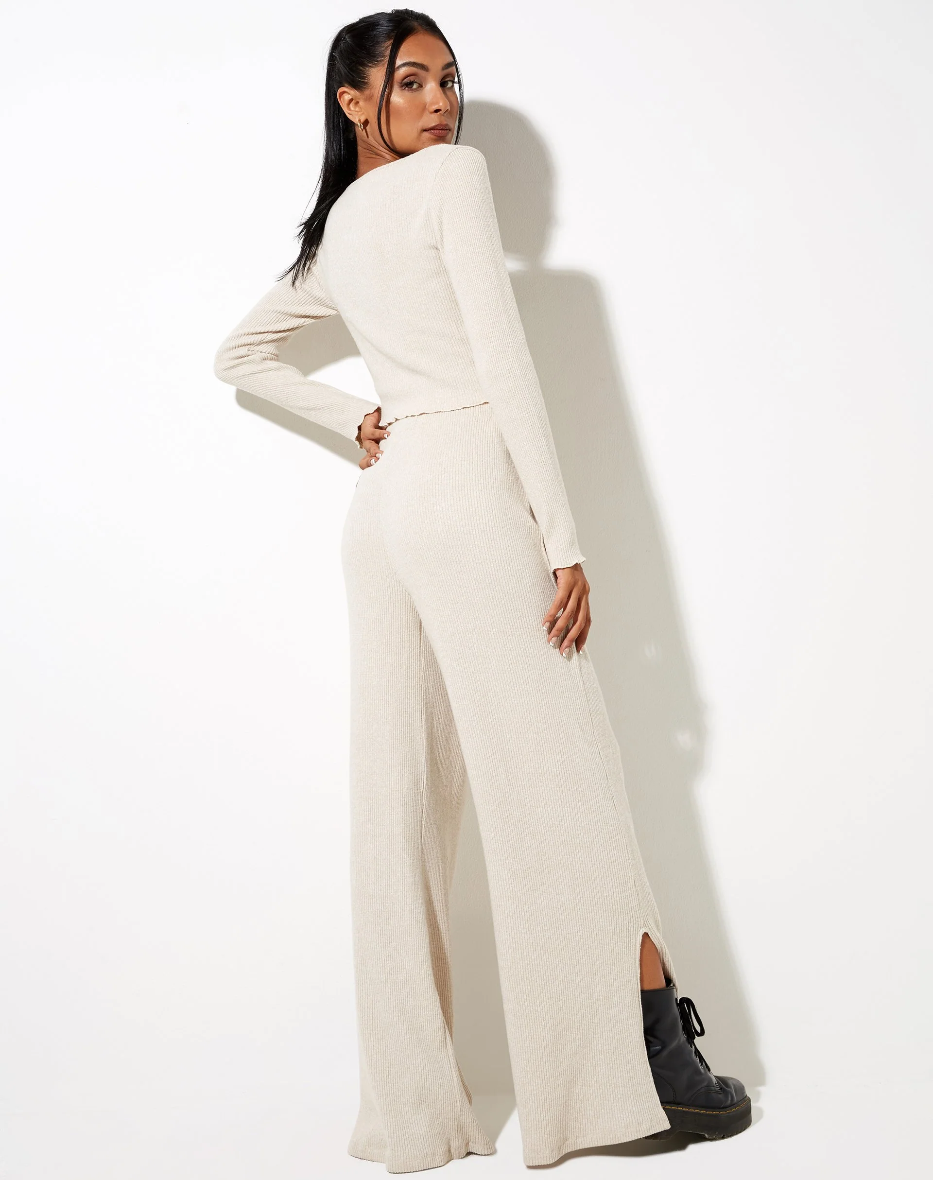 Lesia Top in Rib Oatmeal - Image 4