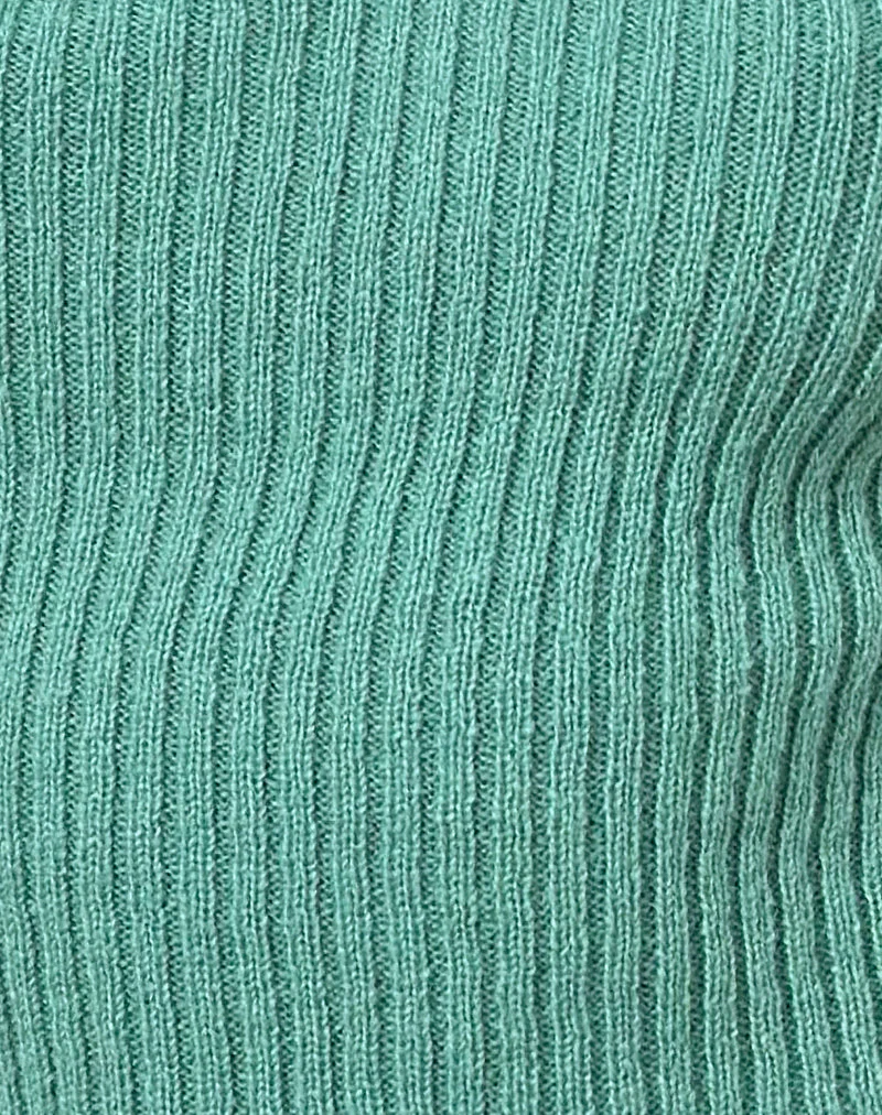 Lesly Bardot Top with O Ring in Turquoise - Image 5