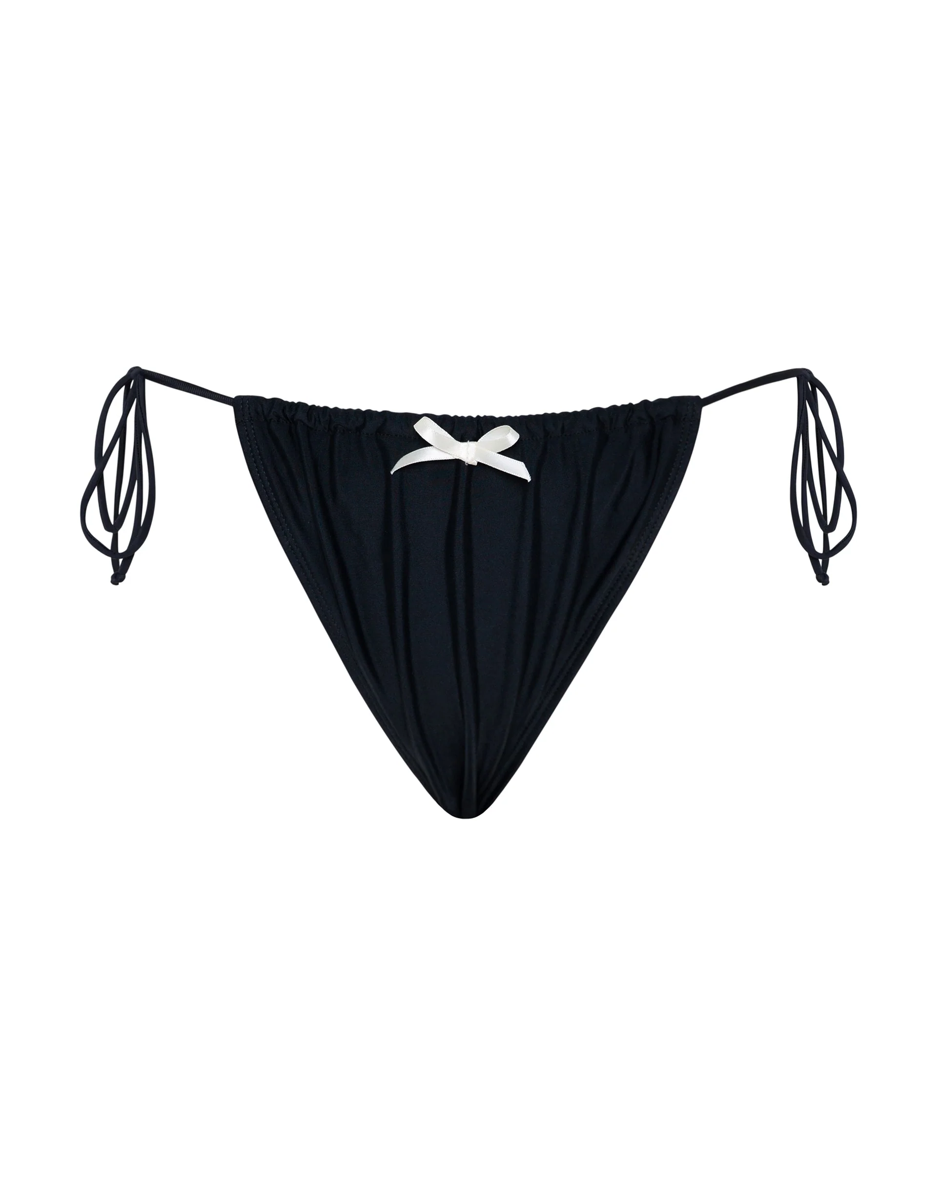 Leyna Bikini Bottom in Black with Ivory Bow - Image 7