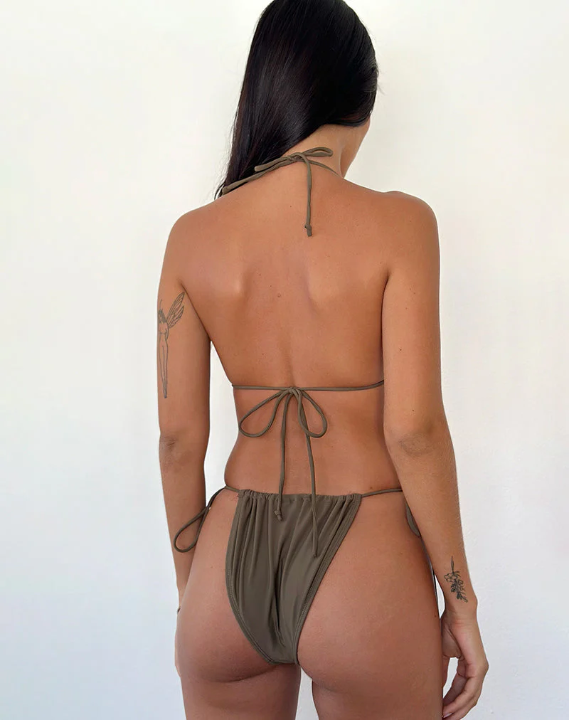 Leyna Bikini Bottom in Olive with Beads - Image 4