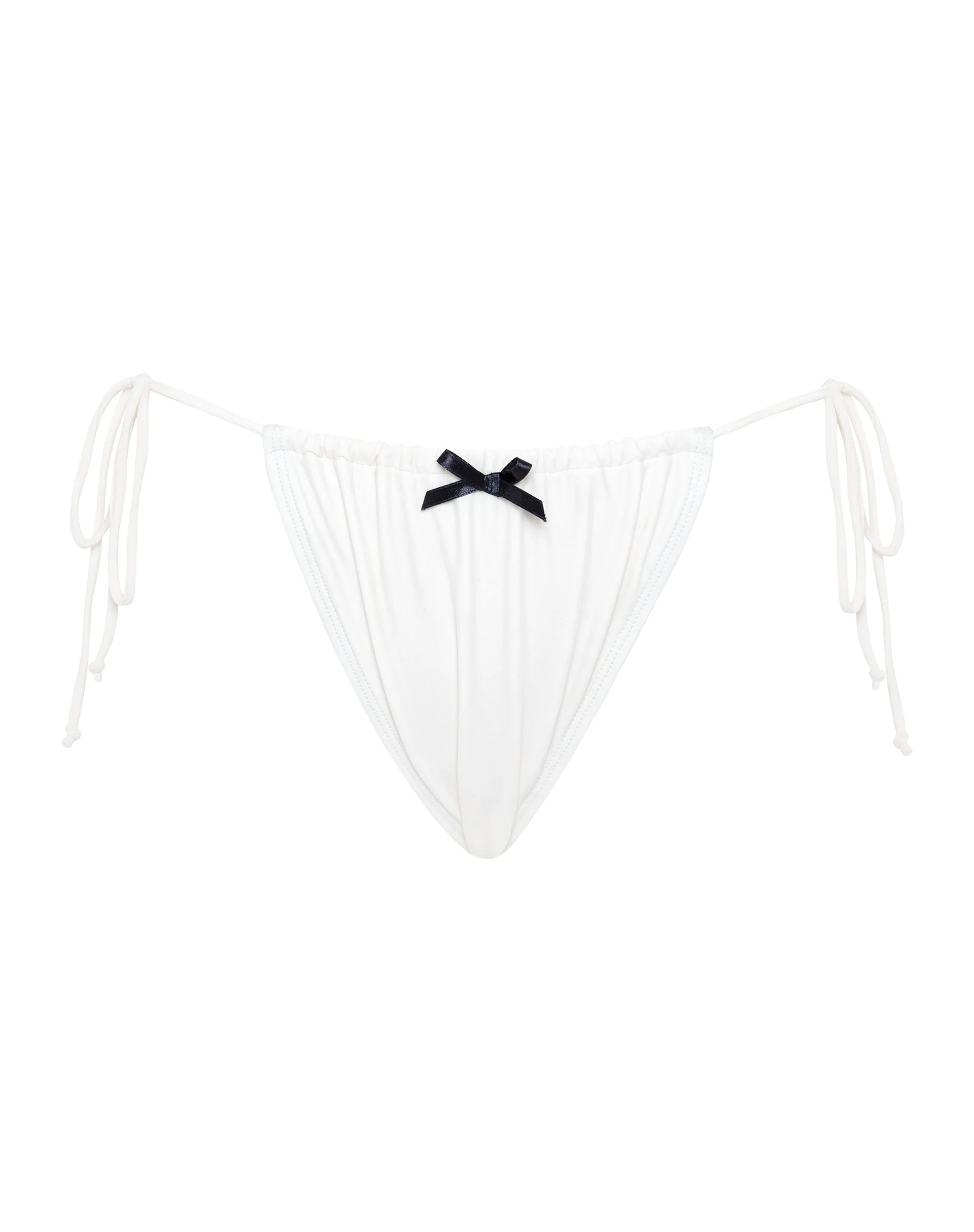 Leyna Bikini Bottom in Ivory with Black Bow - Image 7