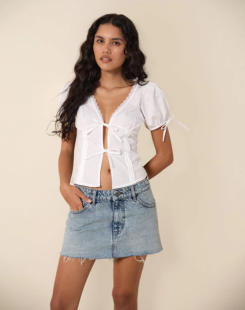 Lias Puff Sleeve Blouse in White