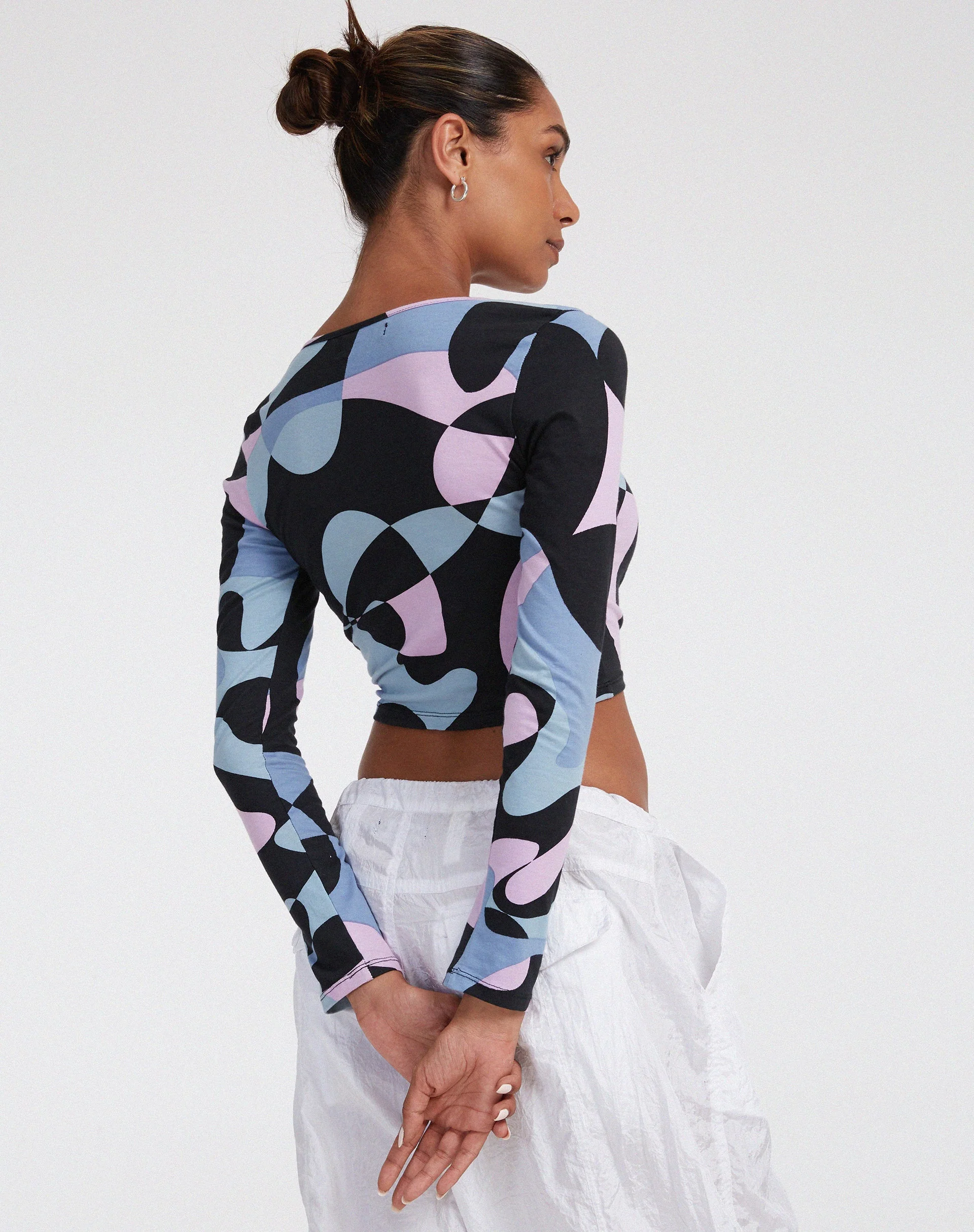 Licora Crop Top in Abstract Purple - Image 2