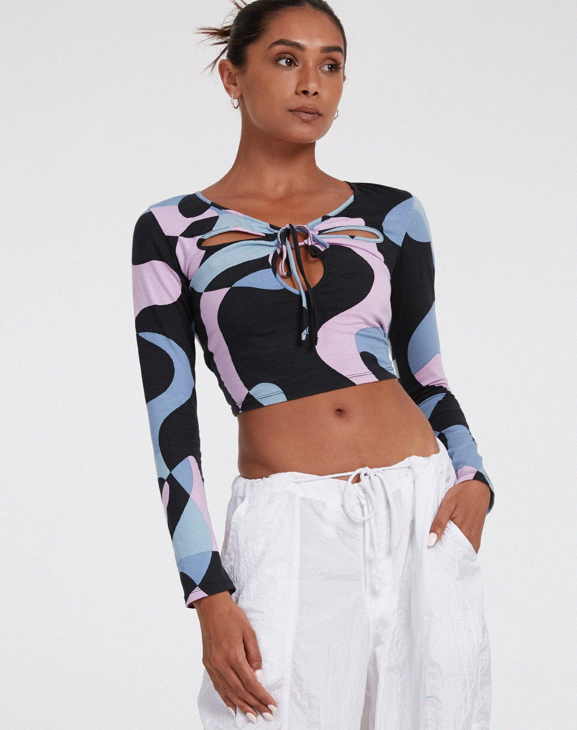 Licora Crop Top in Abstract Purple - Image 4