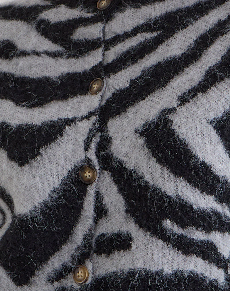 Liliana Cardigan in Knit Big Zebra Black and Grey - Image 6