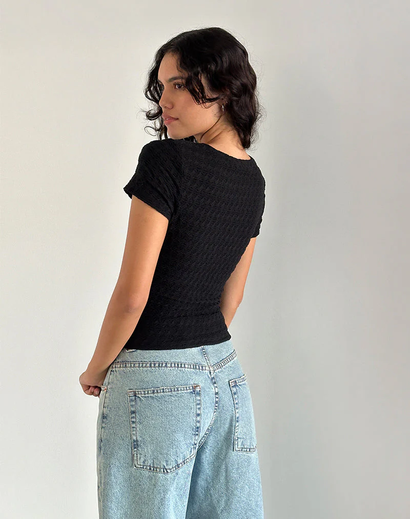 Lindsay Top in Textured Black - Image 5