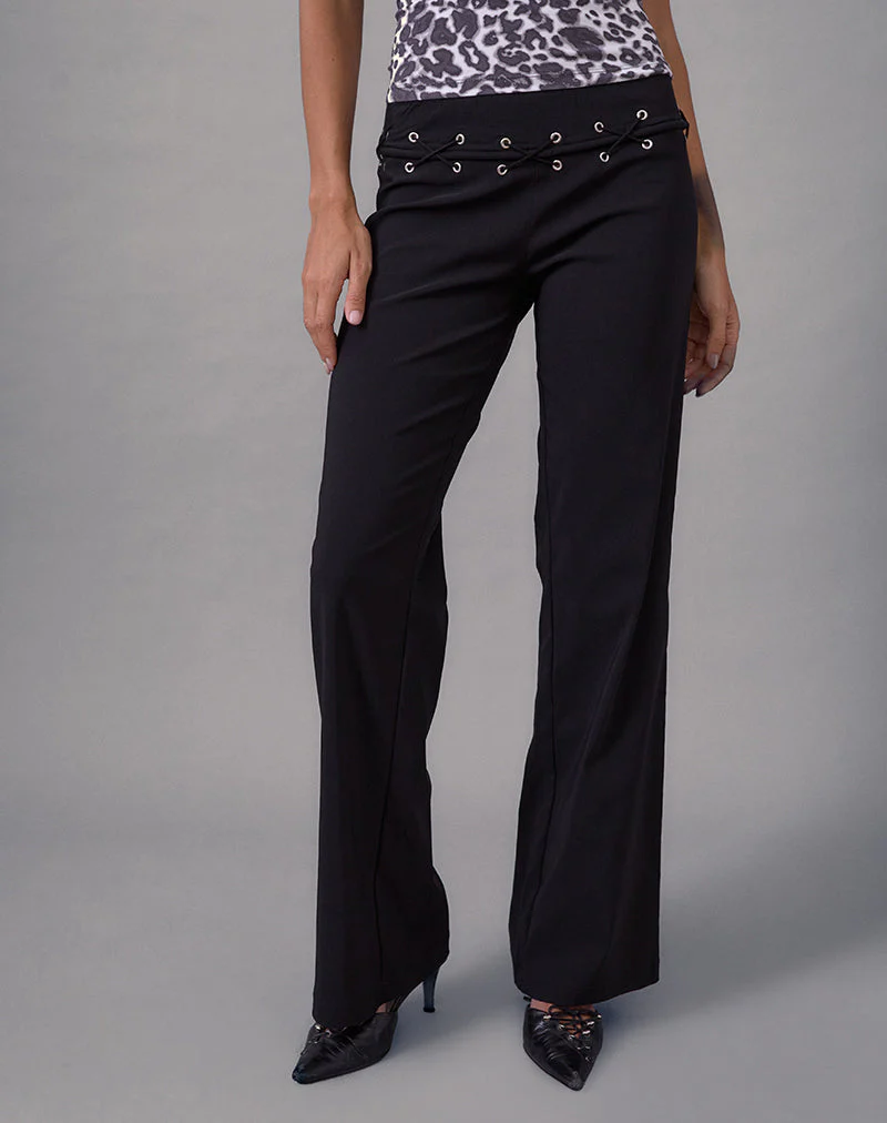 Lirina Lace Up Trouser in Tailoring Black - Image 2