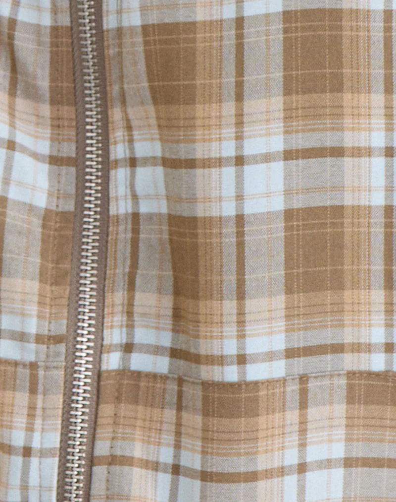 Lirren Hooded Top in Tailoring Check Brown - Image 6