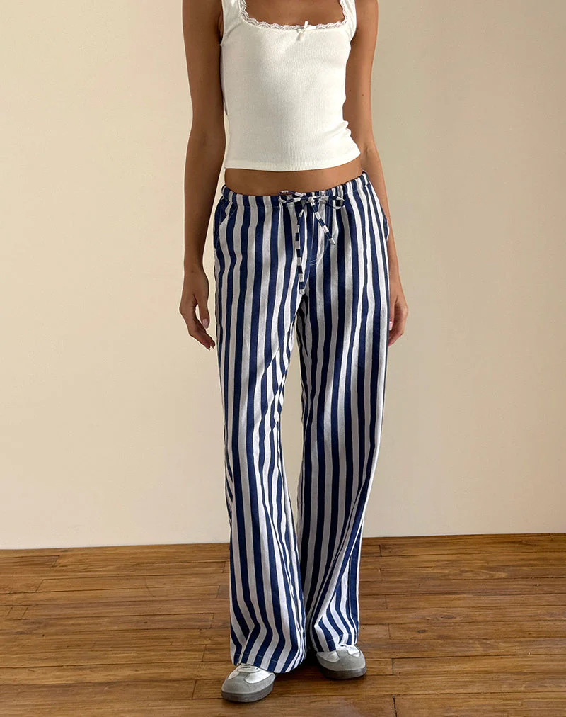 Lirura Trouser in Chunky Stripe White Navy - Image 2