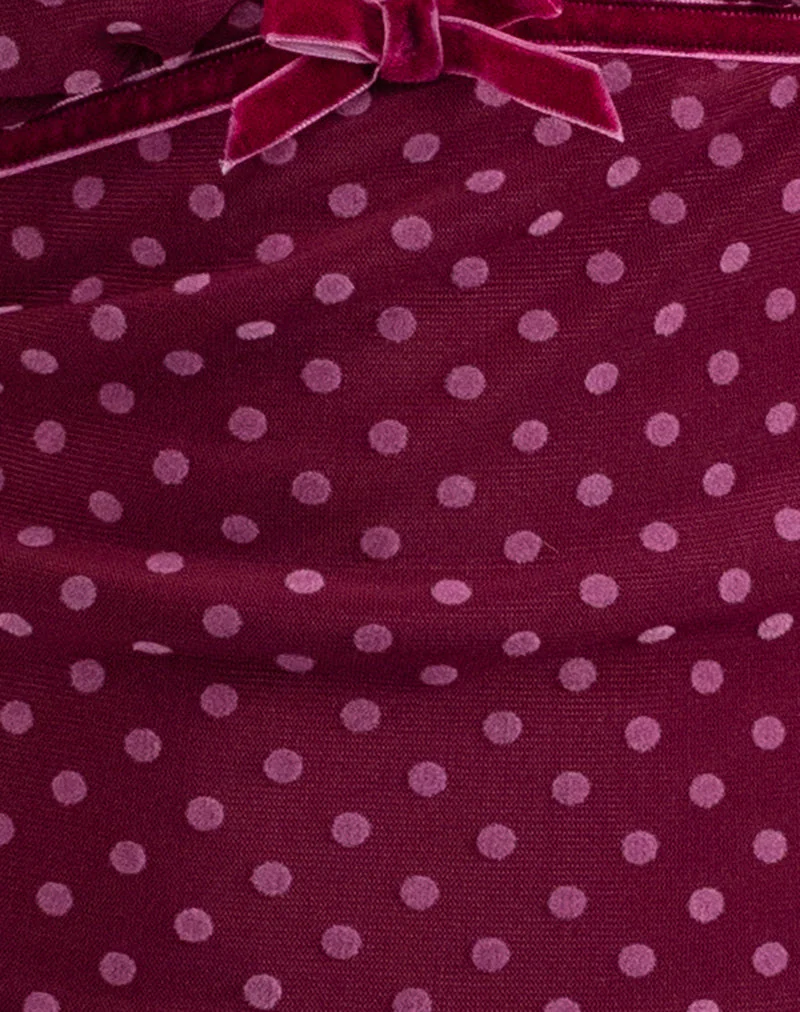 Livi Top in Polka Flock Berry Red - Image 4