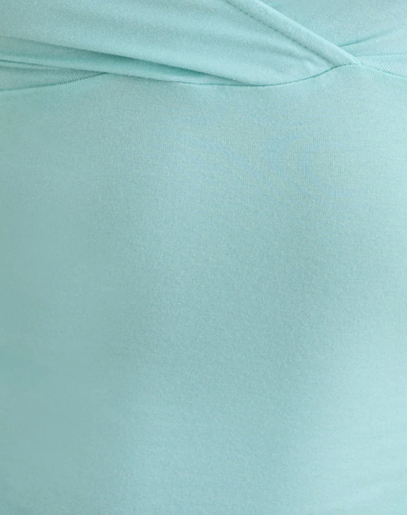 Lobos Crossover Top in Rayon Jersey Aqua - Image 6