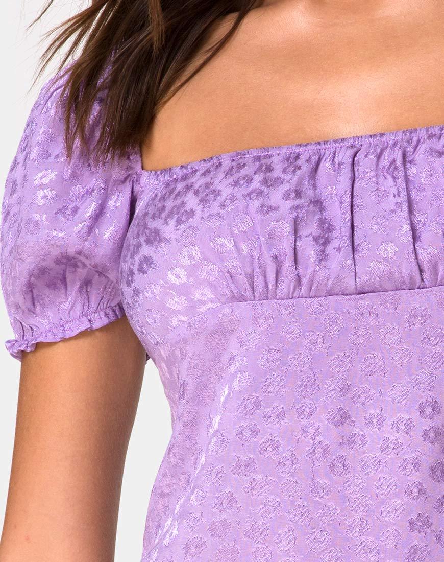 Lonma Mini Dress in Satin Ditsy Rose Lavender - Image 5