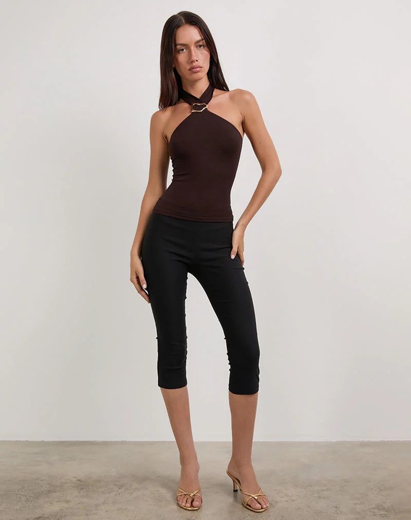 Lorie Halter Top in Rayon Bitter Chocolate - Image 4
