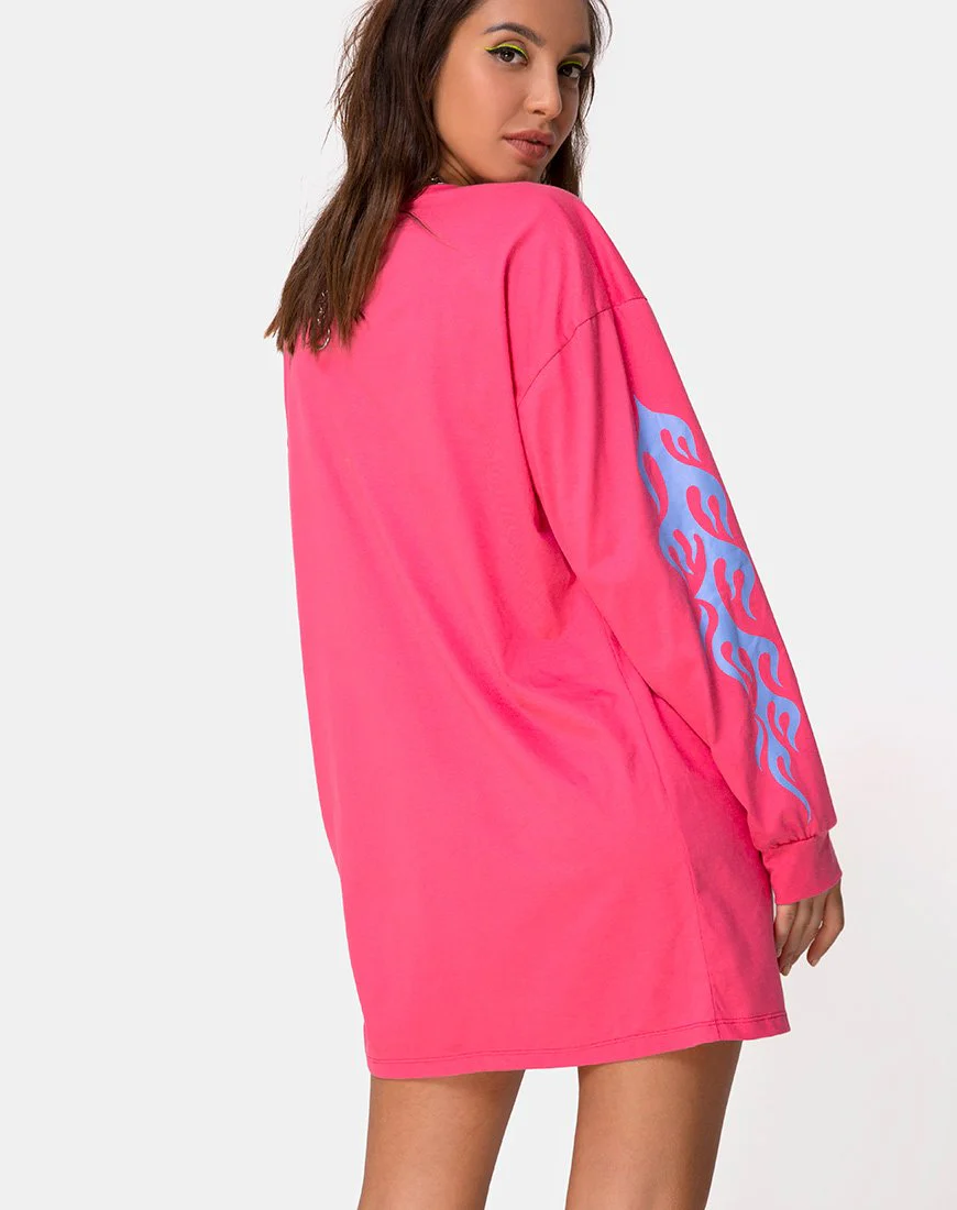 Lotsun Sweatshirt in Pink with Flame - Image 3