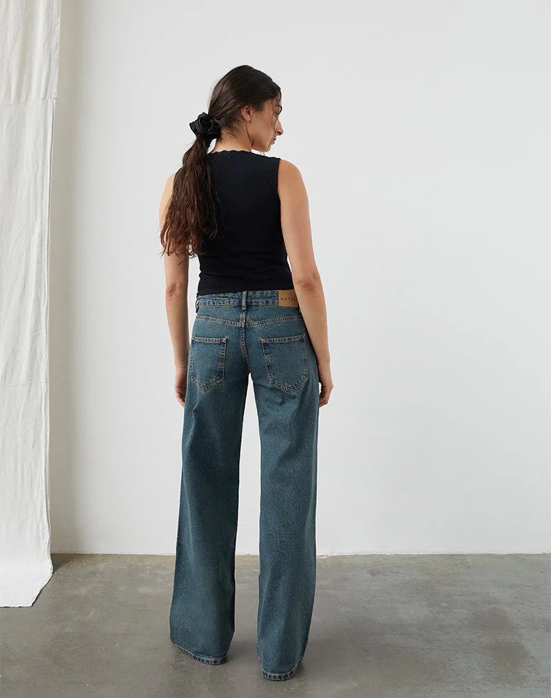 Low Rise Parallel Jeans in Brown Blue Acid - Image 5