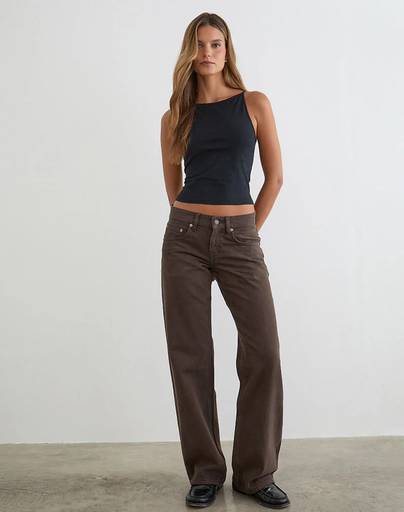 Low Rise Parallel Jeans in Dark Chocolate - Image 4