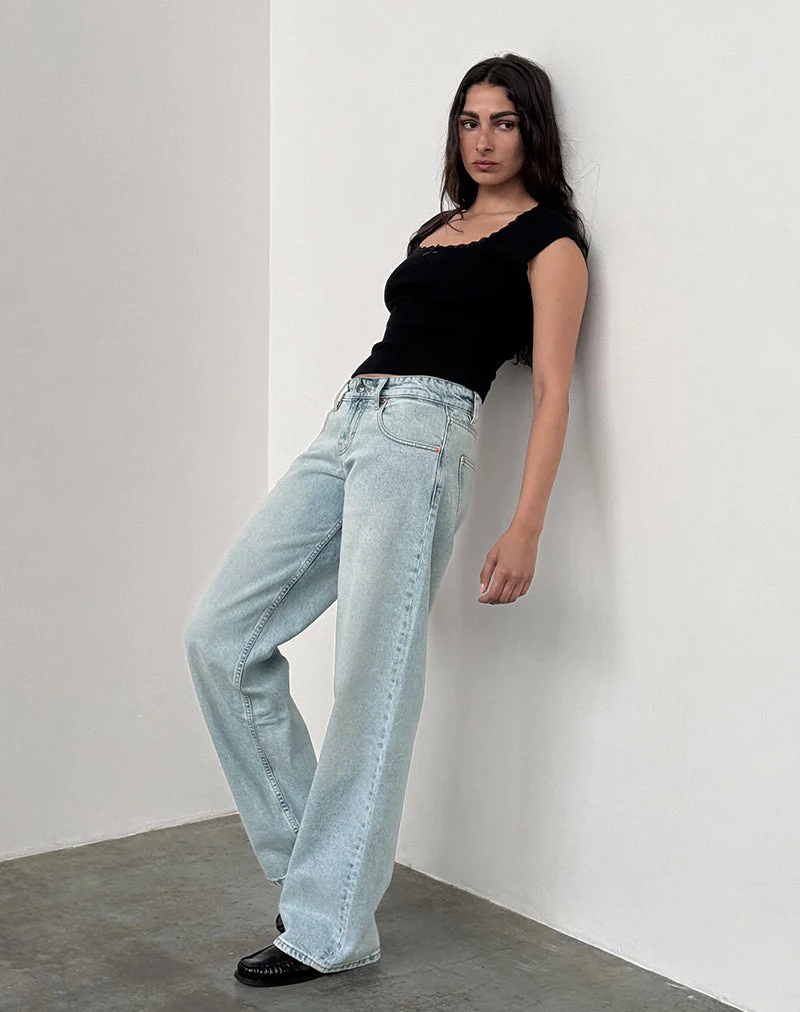 Low Rise Parallel Jeans In Extreme Light Wash Blue - Image 3