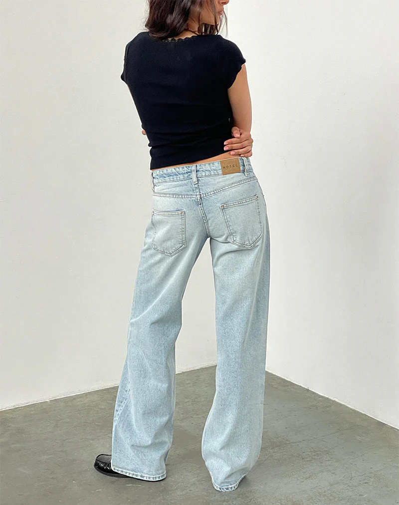 Low Rise Parallel Jeans In Extreme Light Wash Blue - Image 4