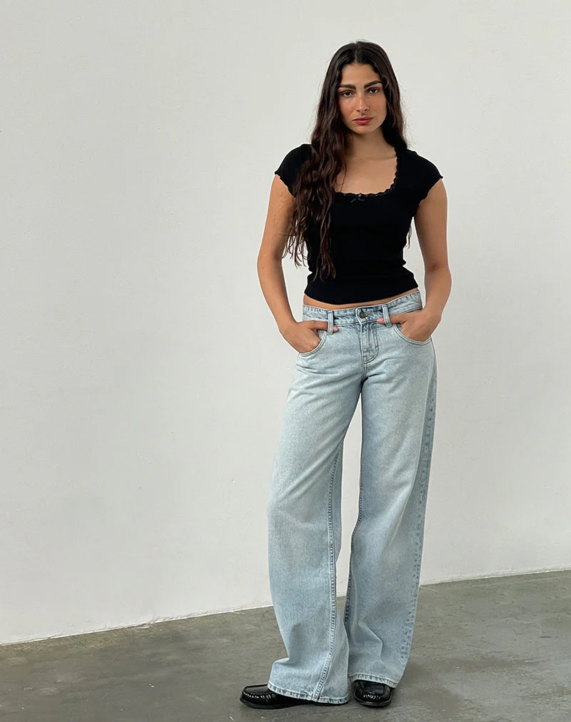 Low Rise Parallel Jeans In Extreme Light Wash Blue - Image 5