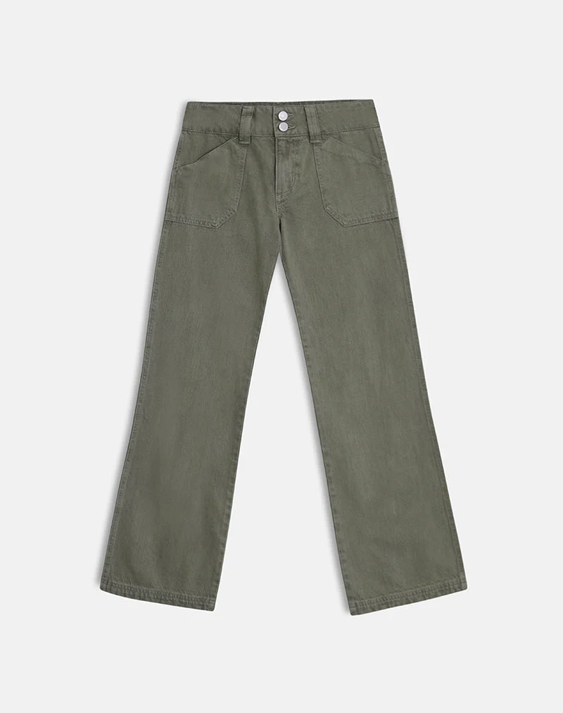 Low Rise Relaxed Cargo Jeans in Olive - Image 5