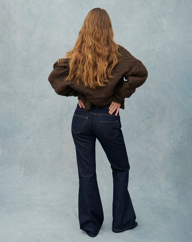 Rigid Low Rise Flare Jeans In Indigo - Image 3