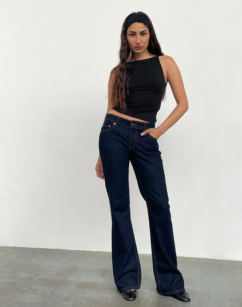 Rigid Low Rise Flare Jeans In Indigo - Image 4