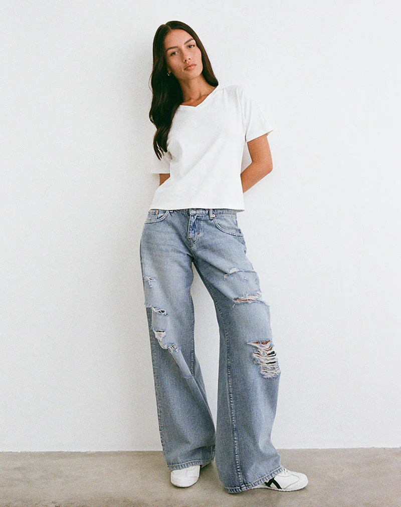 Low Rise Roomy Jeans in Extreme Rip Vintage Blue - Image 5