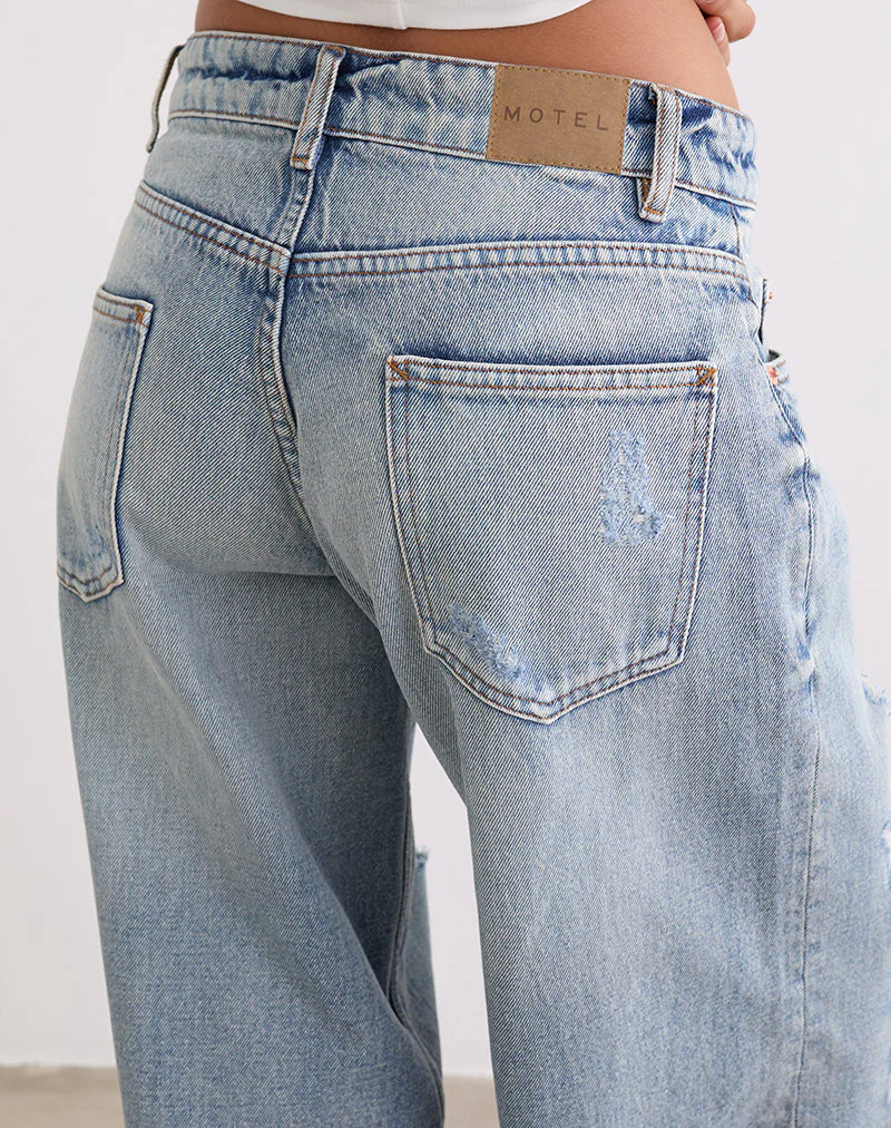 Low Rise Roomy Jeans in Extreme Rip Vintage Blue - Image 7