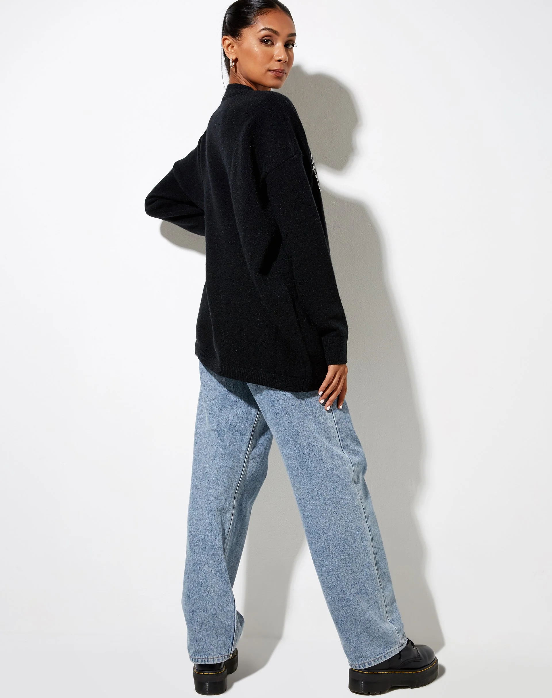 Lulees Jumper in Knit Black Cherub Ivory - Image 6